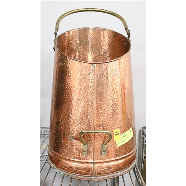 LARGE VINTAGE BRASS BUCKET WITH A HANDLE