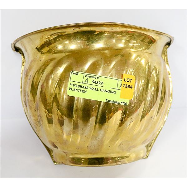 VINTAGE BRASS WALL HANGING PLANTER