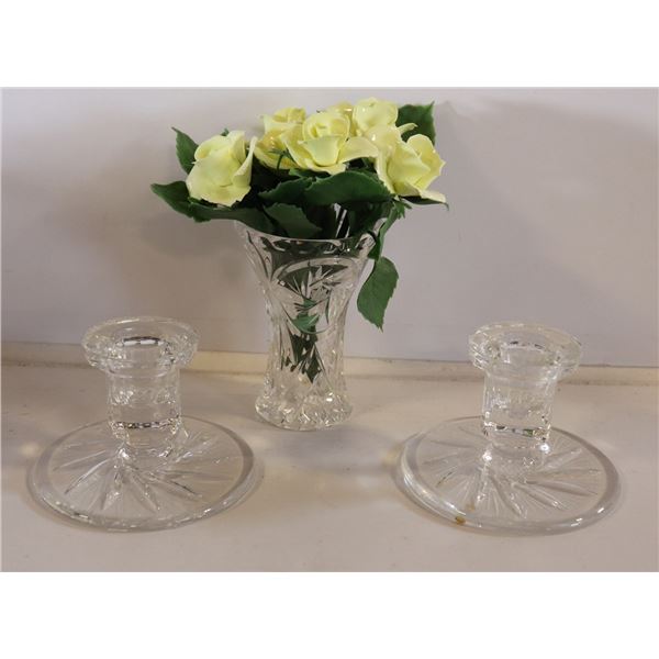 PINWHEEL CRYSTAL LOT: INCLUDES SMALL VASE WITH