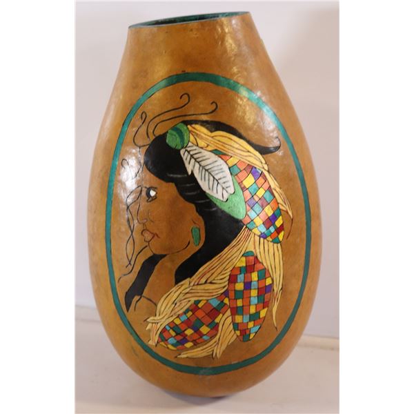 INDIGINOUS HAND PAINTED GORD VASE