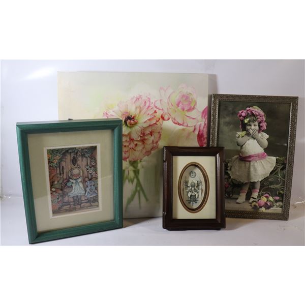 ESTATE LOT OF PAPER TOLE PICTURES, CANVAS & FRAMED