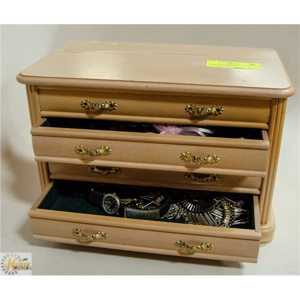 JEWELLERY BOX WITH FILLED WITH COSTUME JEWELLERY