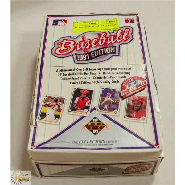 1991 UPPER DECK BASEBALL CARDS