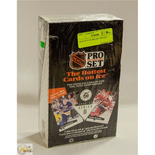 BOX OF '91-92 PRO SET HOCKEY