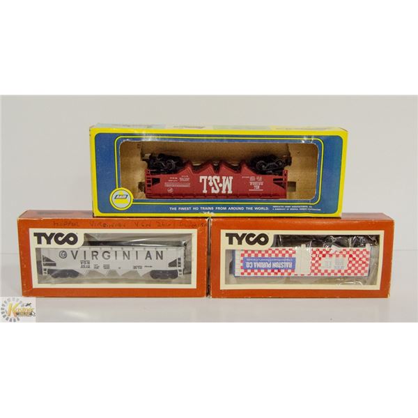 3 TYCO / AHM HO SCALE TRAIN CARS NEW IN BOX
