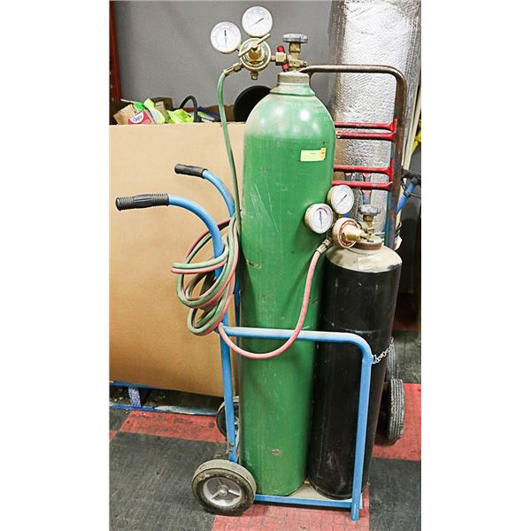 ACETYLENE AND OXYGEN TANKS WITH ROLLING CART