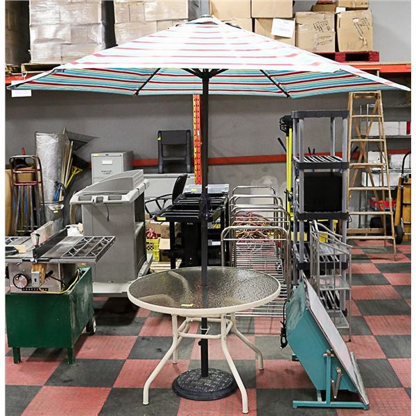 PATIO TABLE AND UMBRELLA