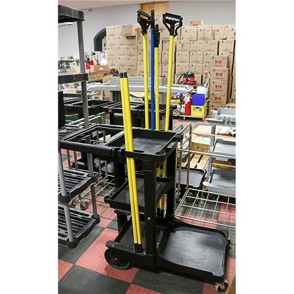 RECON UTILITY ROLLING CART WITH MOP HANDLES LOT
