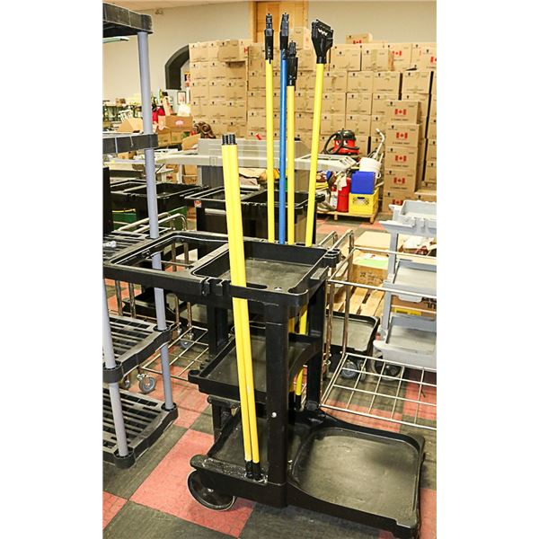 RECON UTILITY ROLLING CART WITH MOP HANDLES LOT