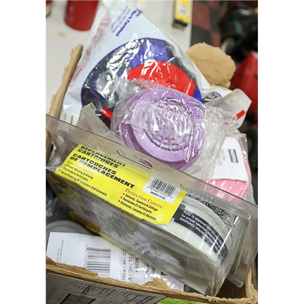BOX LOT OF RESPIRATOR MASKS AND REFILLS