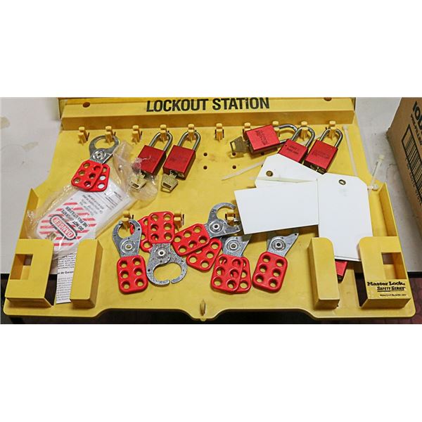 LOCKOUT STATION WITH SOME LOCKS AND KEYS