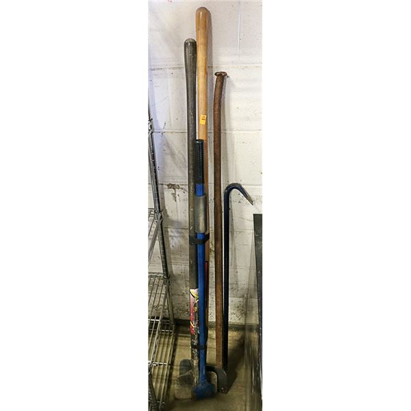 LOT OF ICE CHIPPER, PRY BARS & MORE