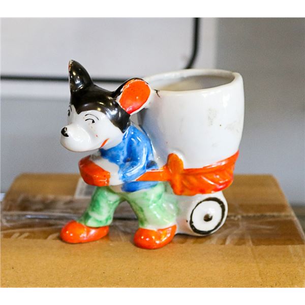1930s MICKEY MOUSE PULLING CART EGG HOLDER
