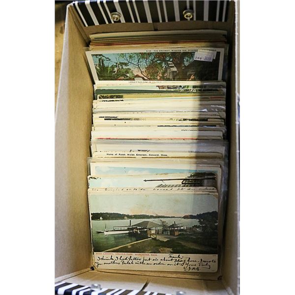 BOX OF EARLY POSTCARDS - USA