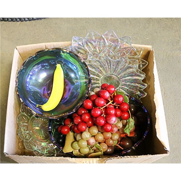 LOT OF ASSORTED BLUE CARNIVAL GLASS