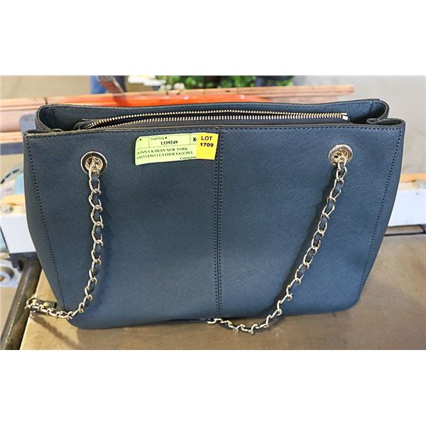 DONNA KARAN NEW YORK SAFFIANO LEATHER SATCHEL