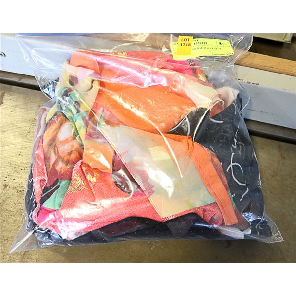 5 SCARVES SILK & POLYESTER