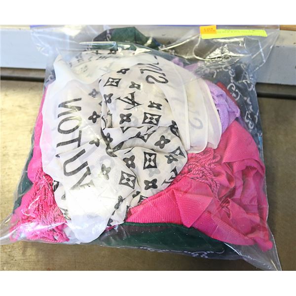 5 SCARVES SILK & POLYESTER