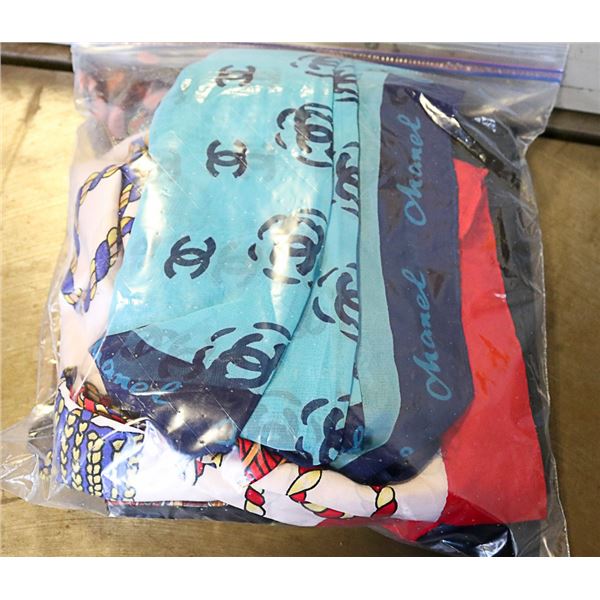5 SCARVES SILK & POLYESTER