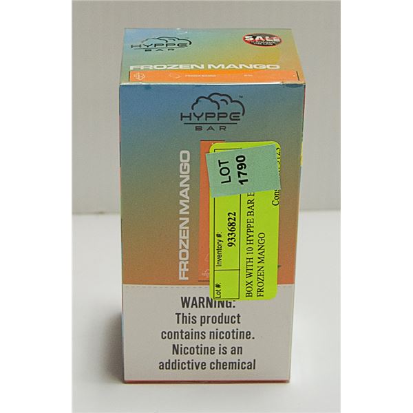 BOX WITH 10 HYPPE BAR E-CIGS 5% FROZEN MANGO