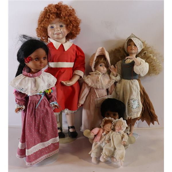 FLAT OF VARIOUS VINTAGE PORCELAIN DOLLS