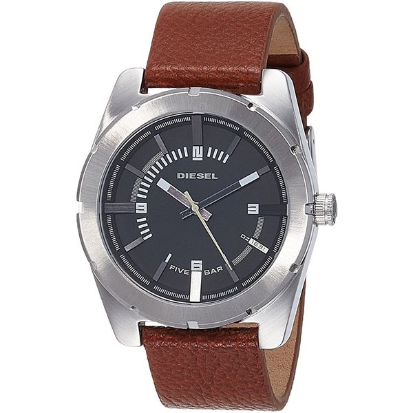 NEW DIESEL BLACK DIAL TAN LEATHER 44MM WATCH.