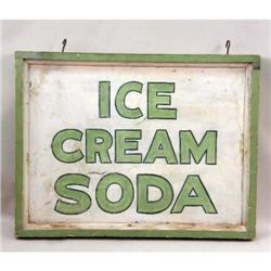 A DOUBLE-SIDED "ICE CREAM SODA" SIGN
