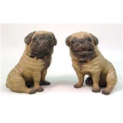 TWO TERRA COTTA PUG FIGURES
