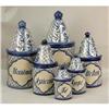 Image 1 : A SIX PIECE BLUE-AND-CREAM KITCHEN CANISTER SET
