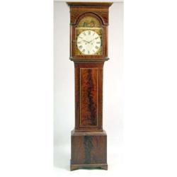 A GEORGE III INLAID MAHOGANY TALL CASE CLOCK