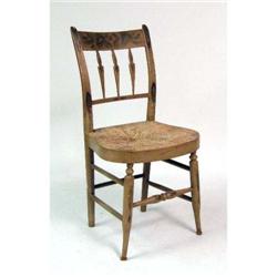 A FEDERAL "FANCY-PAINTED" RUSH SEAT SIDE CHAIR