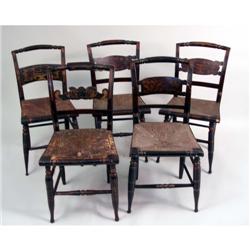 A PAIR OF JAPANNED AND STENCILED FANCY CHAIRS