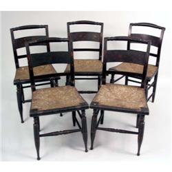 A MATCHING SET OF FIVE HITCHCOCK CHAIRS
