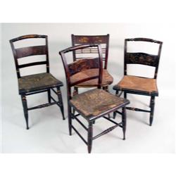 A GROUP OF FOUR ASSORTED JAPANNED AND STENCILED FANCY CHAIRS