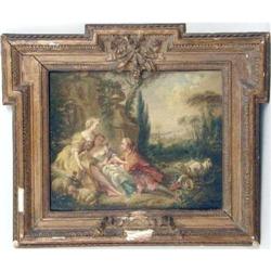 A FRAMED OIL ON CANVAS