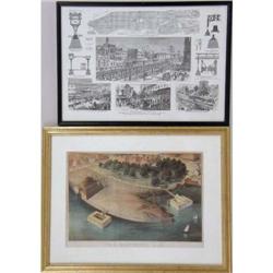 A FRAMED BLACK AND WHITE PRINT