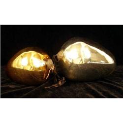 TWO PEAR SHAPED KUGEL CHRISTMAS ORNAMENTS