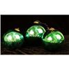 Image 1 : THREE GREEN KUGEL CHRISTMAS ORNAMENTS