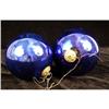 Image 1 : TWO COBALT BLUE KUGEL CHRISTMAS ORNAMENTS