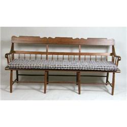 A LATE FEDERAL POPLAR AND TURNED MAPLE PLANT SEAT SETTEE