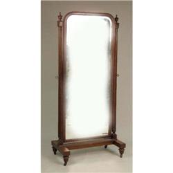 A FEDERAL STYLE MAHOGANY CHEVAL GLASS