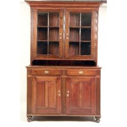 A FEDERAL FIGURED CHERRYWOOD DUTCH CUPBOARD