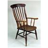 Image 1 : A BEECHWOOD AND YEWWOOD COMB-BACK WINDSOR ARMCHAIR WITH OLD RED WASH