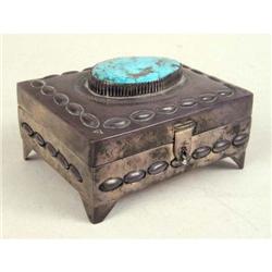 A NATIVE AMERICAN HINGED SILVER BOX
