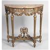 Image 1 : A NEOCLASSICAL STYLE MARBLE-TOP GILTWOOD DEMILUNE PIER TABLE