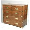 Image 1 : A VICTORIAN BRASS-MOUNTED WALNUT CAMPAIGN CHEST OF DRAWERS