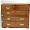 Image 4 : A VICTORIAN BRASS-MOUNTED WALNUT CAMPAIGN CHEST OF DRAWERS