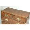 Image 5 : A VICTORIAN BRASS-MOUNTED WALNUT CAMPAIGN CHEST OF DRAWERS