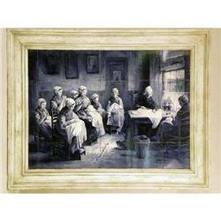 A BLUE AND WHITE DELFT TILE WALL PLAQUE