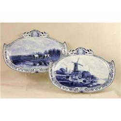 TWO BLUE AND WHITE DELFT WALL PLAQUES